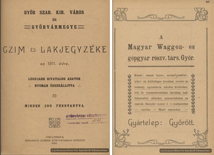 Győr Szab. Kir. Város és Győrvármegye czím és lakjegyzéke az 1911. évre